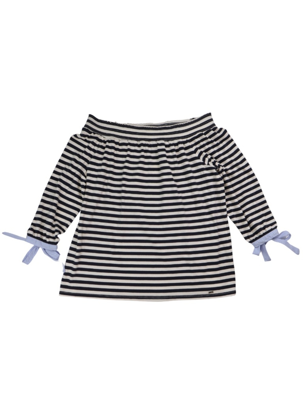 Tommy Hilfiger NWT Striped Off Shoulder Tie Sleeve Top Navy White M